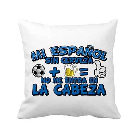 Cojín con relleno Mi Espanyol sin Cerveza no me entra en la cabeza
