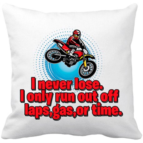 Cojín con relleno Motocross I Never Lose I Only Run