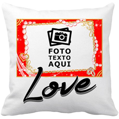 Cojín con relleno personalizada con foto Love marco San Valentín