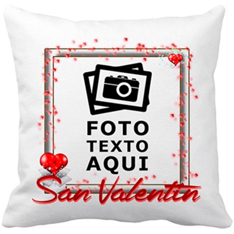 Cojín con relleno personalizada con foto marco San Valentín