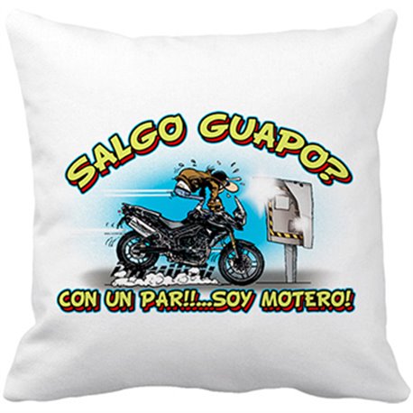 Cojín con relleno Salgo guapo Radar con un par soy motero