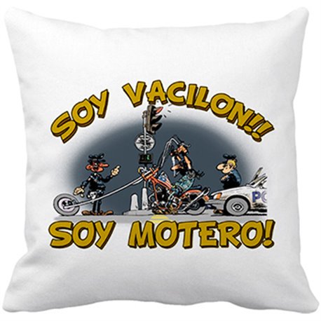 Cojín con relleno Soy vacilón soy motero