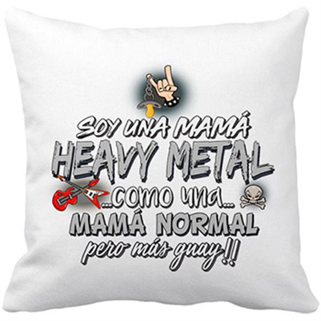 Cojín con relleno soy una mamá Heavy Metal guay