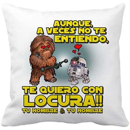 Cojín con relleno Star Wars te quiero con locura personalizable con nombre