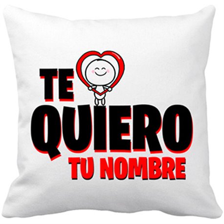 Cojín con relleno te quiero mucho mi amor personalizable con nombre