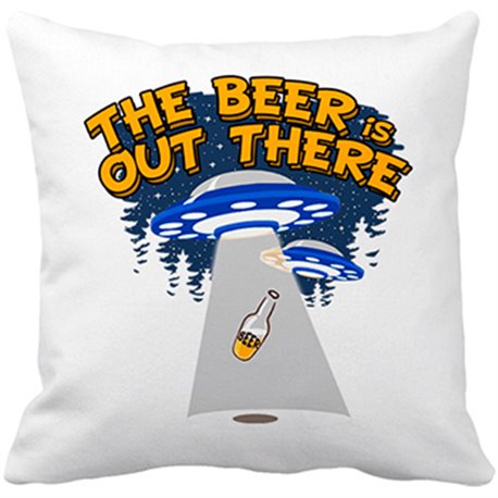 Cojín con relleno The Beer Is Out There friki cervezero