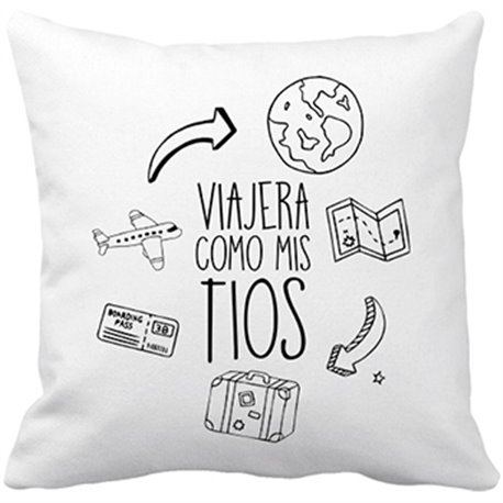 Cojín con relleno viajera como mis tios