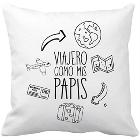 Cojín con relleno viajero como mis papis