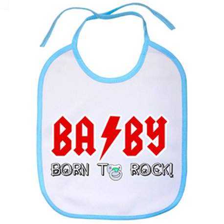 Babero Baby born to rock blanco azul