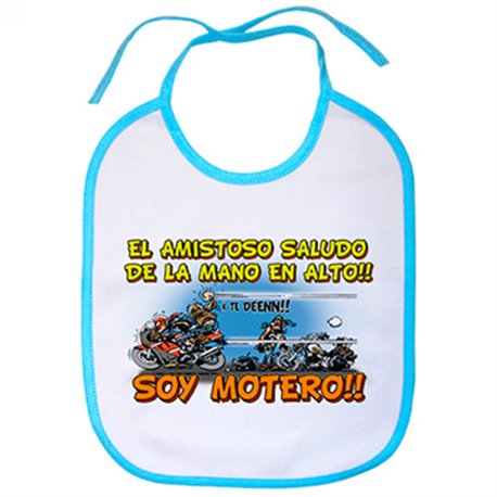 Babero el amistoso saludo de la mano en alto soy motero