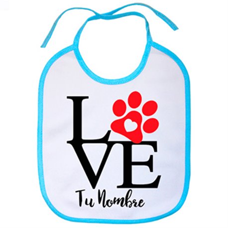 Babero Love amor perro animales personalizable con nombre
