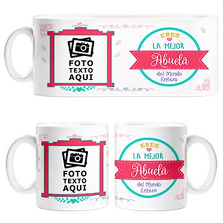 Taza personalizada con foto eres la mejor abuela del mundo entero
