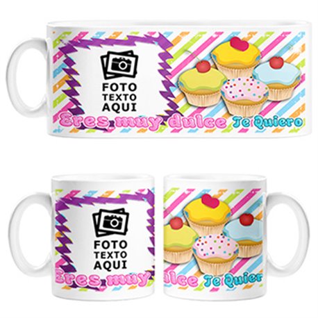Taza personalizada con foto eres muy dulce te quiero