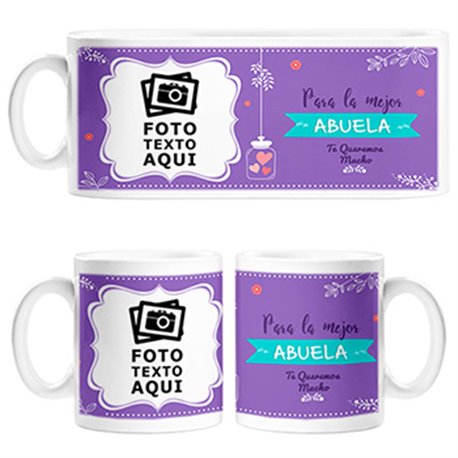 Taza personalizada con foto para la mejor abuela te queremos mucho