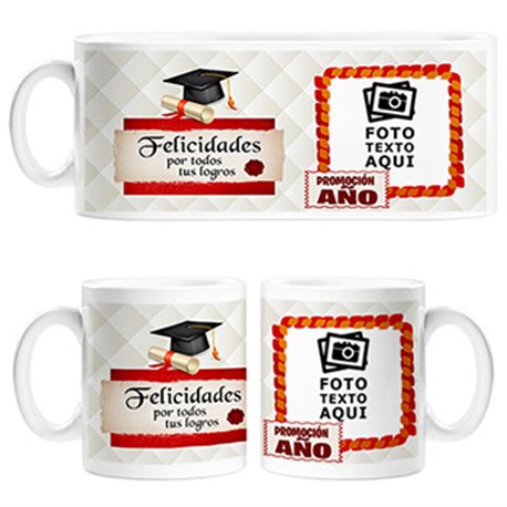 Taza personalizada con foto y año de promoción graduación felicidades por todos tus logros