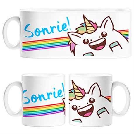 Taza sonríe unicornio
