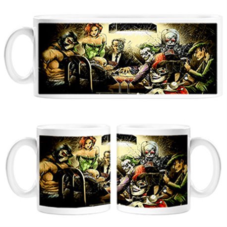 Taza supervillanos jugando a las cartas