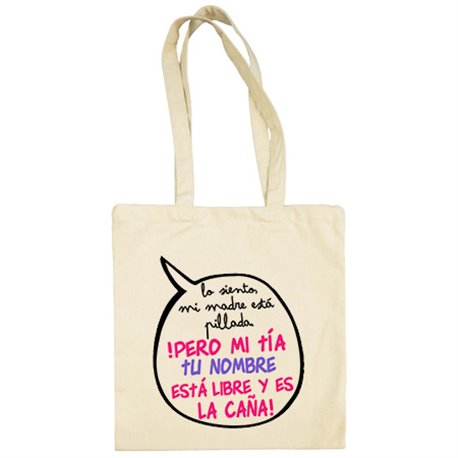 Bolsa de tela personalizable con nombre frase divertida mi tía está libre y es la caña chica