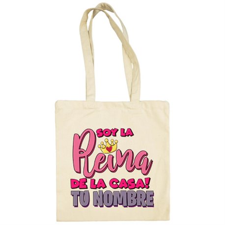 Bolsa de tela soy la reina de la casa personalizable con nombre
