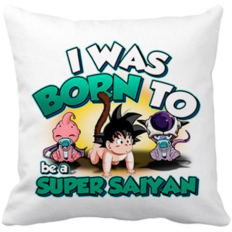 Cojín con relleno I was born to be a super saiyan parodia Baby Goku Boo Freezer