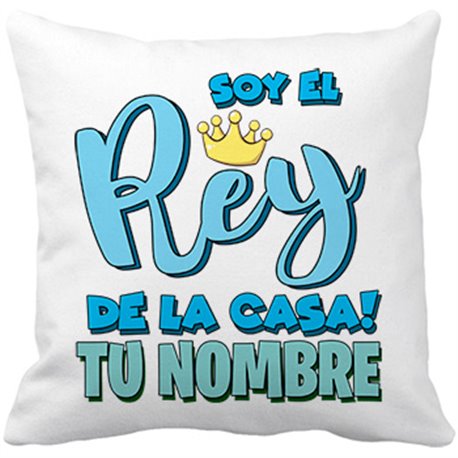 Cojín con relleno soy el rey de la casa personalizable con nombre