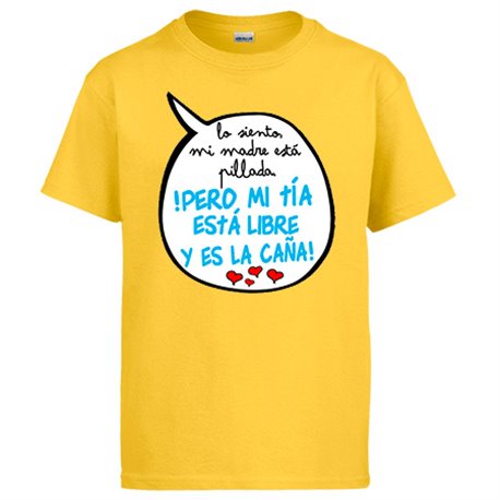 Camiseta frase divertida mi tía está libre y es la caña chico