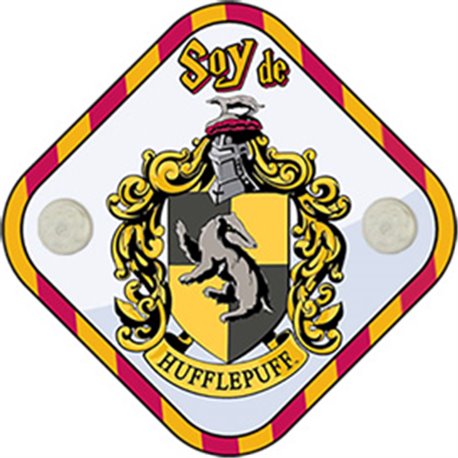 Placa bebé a bordo parodia ilustración escudo soy de Hufflepuff a bordo