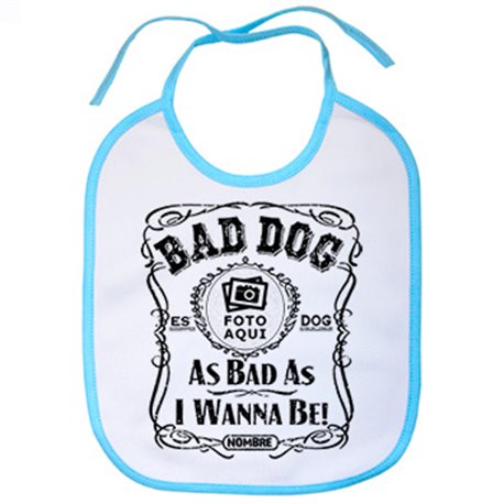 Babero frase perro mascota personalizable con nombre y foto