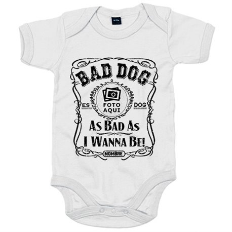 Body bebé frase perro mascota personalizable con nombre y foto