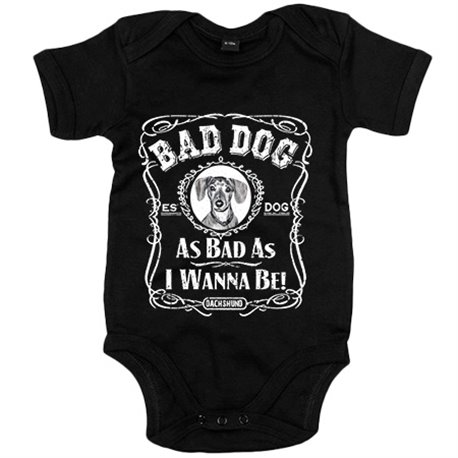 Body bebé frase perro mascota raza Dachshund Bad dog as bad as I wanna be