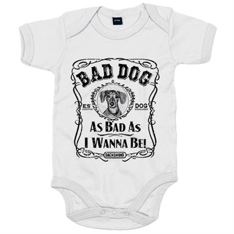 Body bebé frase perro mascota raza Dachshund Bad dog as bad as I wanna be