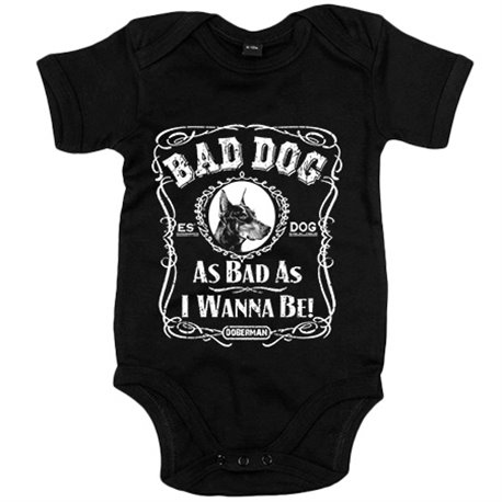 Body bebé frase perro mascota raza Doberman Bad dog as bad as I wanna be
