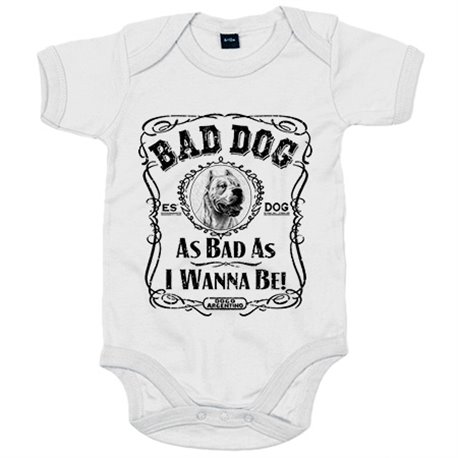 Body bebé frase perro mascota raza Dogo Argentino Bad dog as bad as I wanna be