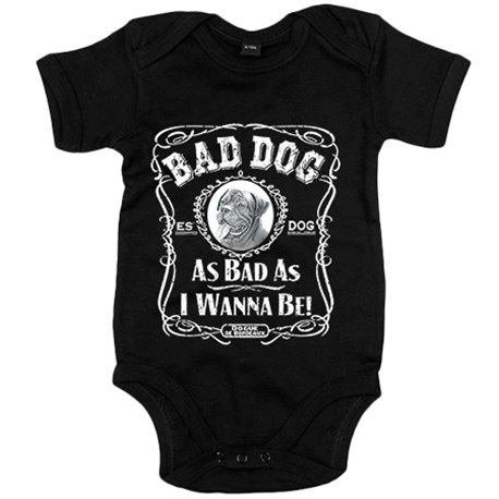 Body bebé frase perro mascota raza Dogue de Bordeaux Bad dog as bad as I wanna be