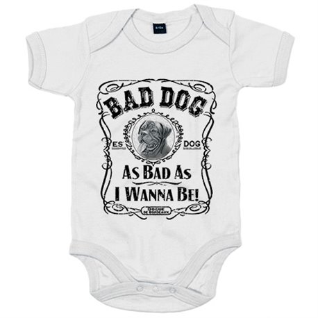 Body bebé frase perro mascota raza Dogue de Bordeaux Bad dog as bad as I wanna be