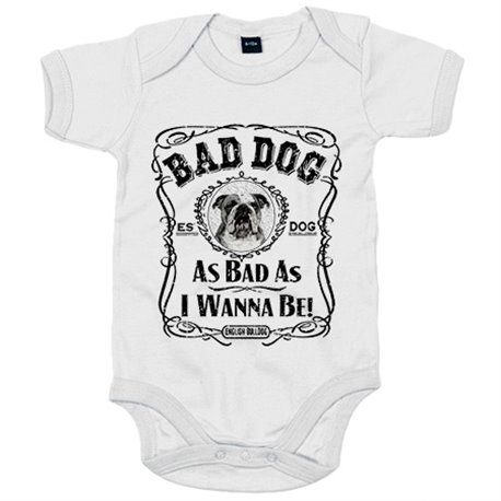 Body bebé frase perro raza English Bulldog Bad dog as bad as I wanna be