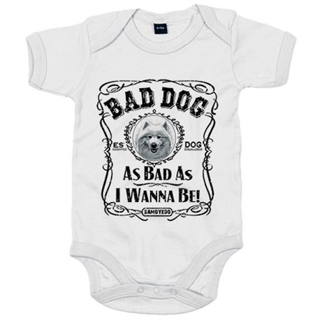 Body bebé frase perro raza Samoyedo Bad dog as bad as I wanna be