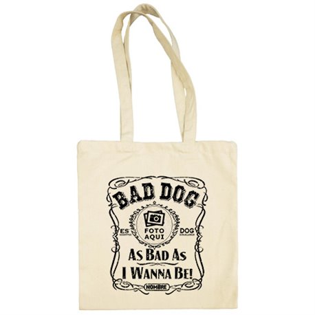 Bolsa de tela frase perro mascota personalizable con nombre y foto