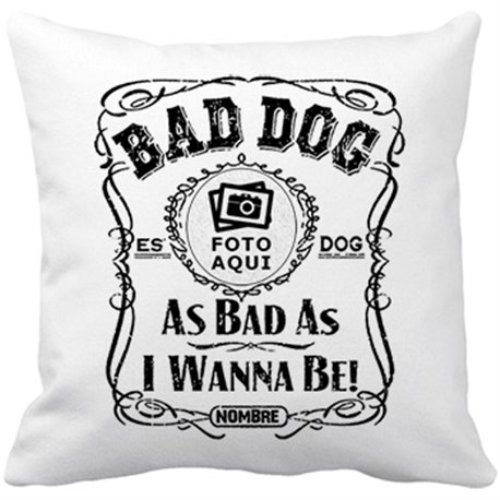 Cojín con relleno frase perro mascota personalizable con nombre y foto