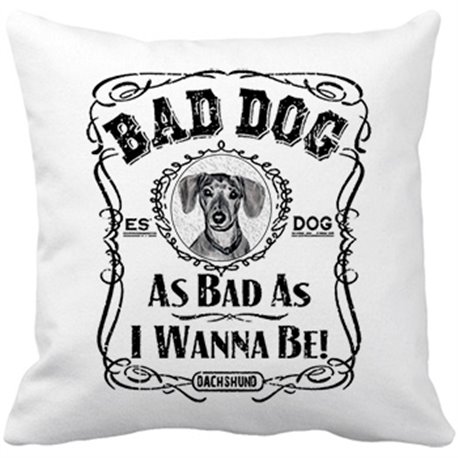 Cojín con relleno frase perro mascota raza Dachshund Bad dog as bad as I wanna be