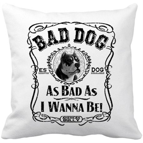 Cojín con relleno frase perro raza American Bully Bad dog as bad as I wanna be