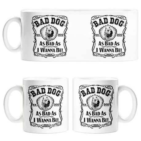 Taza frase perro mascota raza Dogo Argentino Bad dog as bad as I wanna be