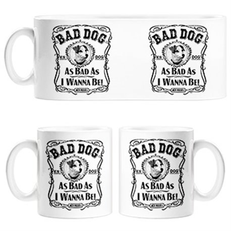 Taza frase perro mascota raza Jack Russell Bad dog as bad as I wanna be