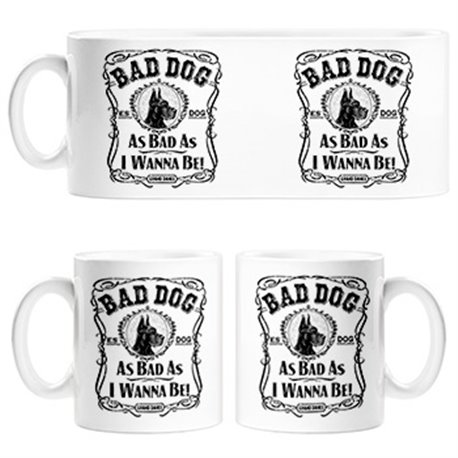 Taza frase perro raza Grand Danes negro Bad dog as bad as I wanna be