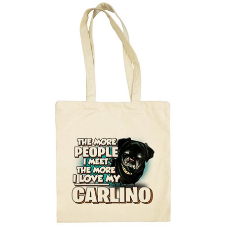 Bolsa de tela I love my Carlino Black raza perro