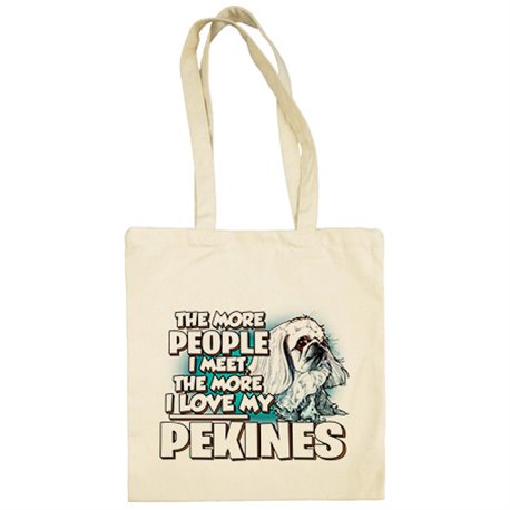 Bolsa de tela I love my Pekines Blanco raza perro