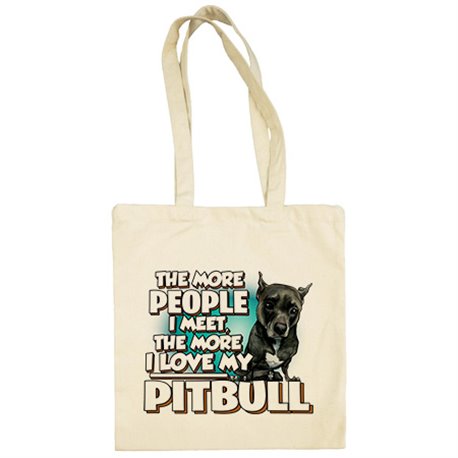 Bolsa de tela I love my Pitbull negro raza perro