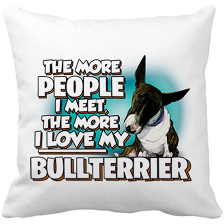 Cojín con relleno I love my Bullterrier Atigrado raza perro