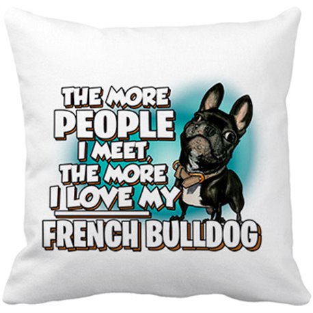 Cojín con relleno I love my French Bulldog Black raza perro