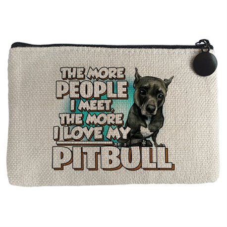 Monedero I love my Pitbull negro raza perro
